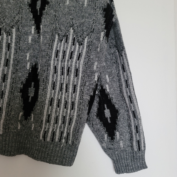 Vintage Knit Sweater Black Grey Size Large - Picture 3 of 10